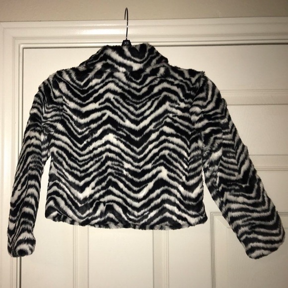 Vintage Gymboree Black & White Fur Pea Coat 7/8 M - Picture 3 of 5